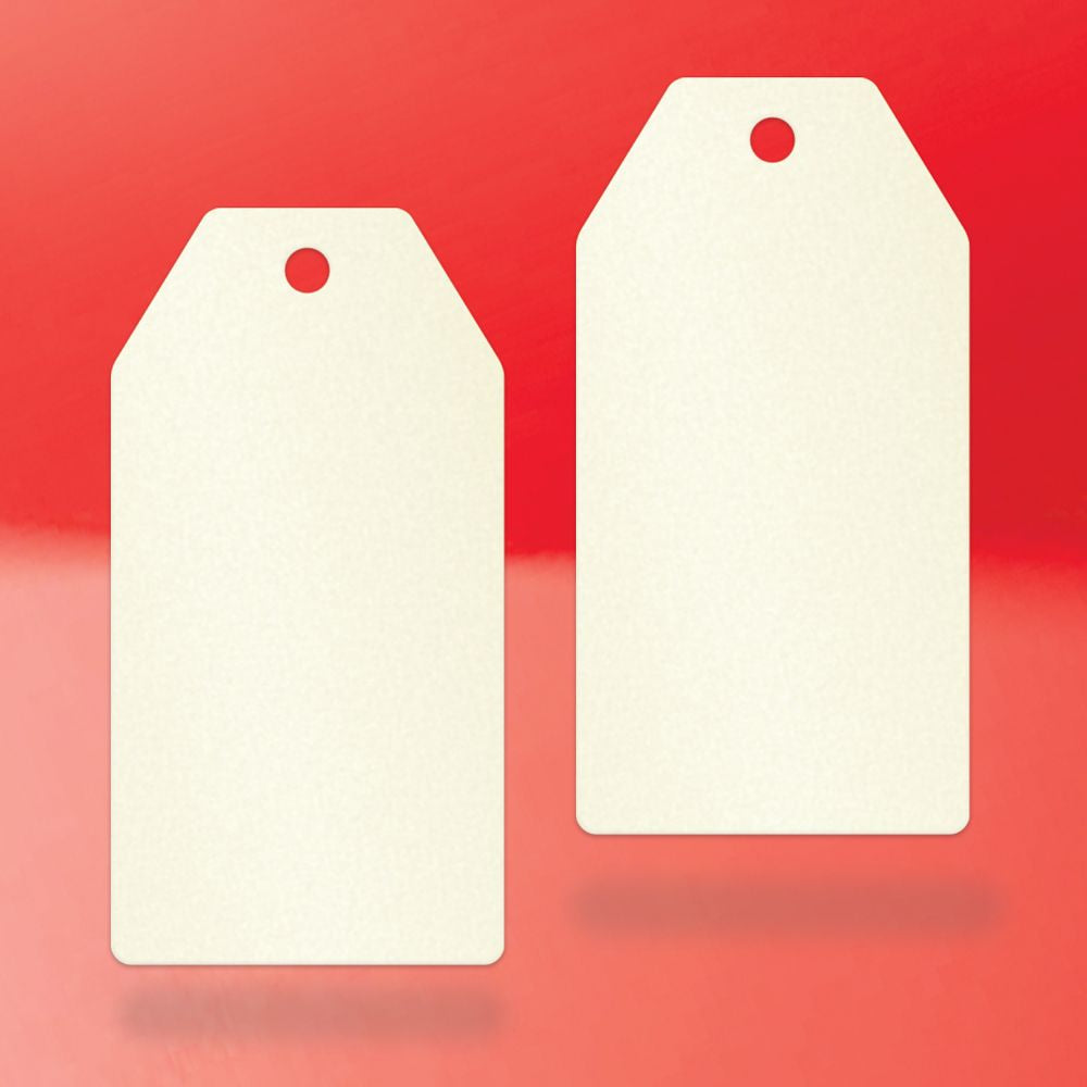 Shimmer White Gold Custom Hang Tag Square - 1-1/2" x 3-1/8" (100 pcs)