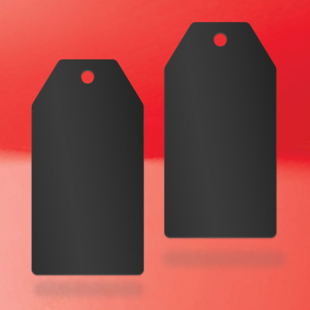 Matte Black Custom Hang Tag Square - 1-1/2" x 3-1/8" (100 pcs)