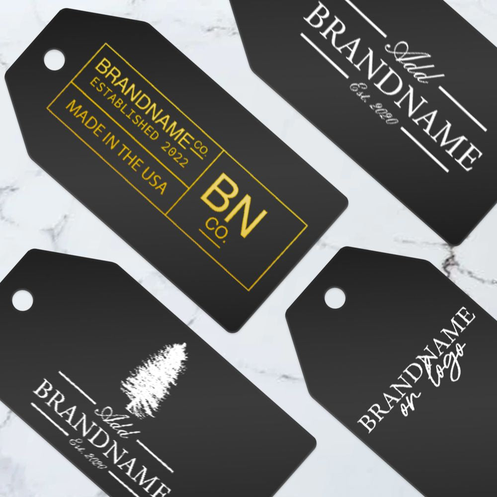 Matte Black Custom Hang Tag Square - 1-1/2" x 3-1/8" (100 pcs)