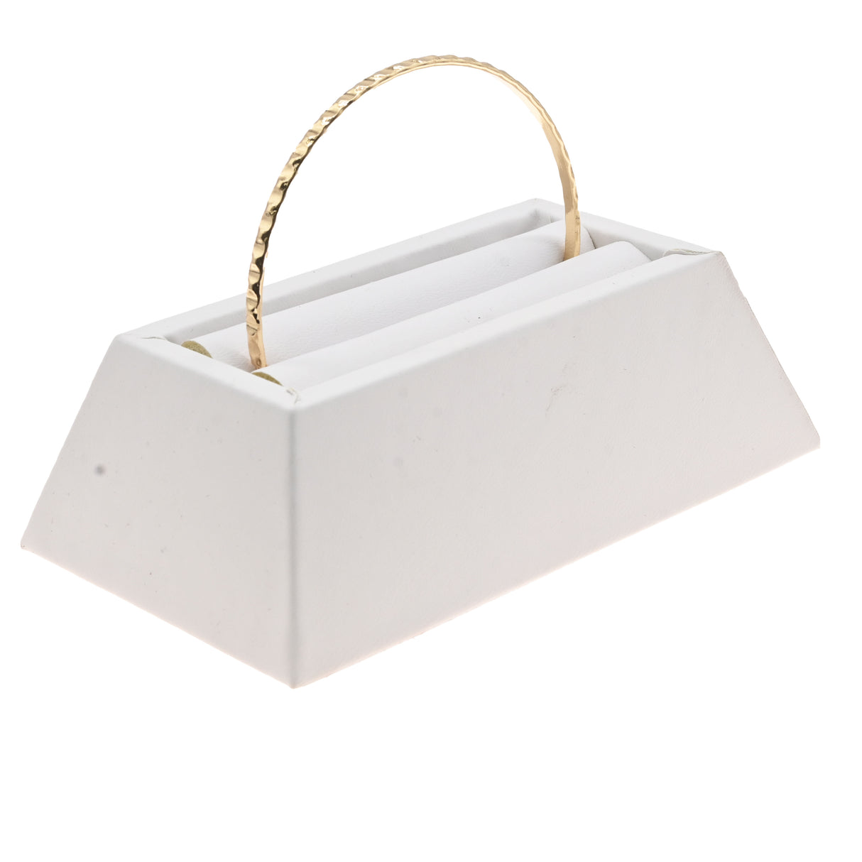 White Leatherette Single Stand Jewelry Bangle Display