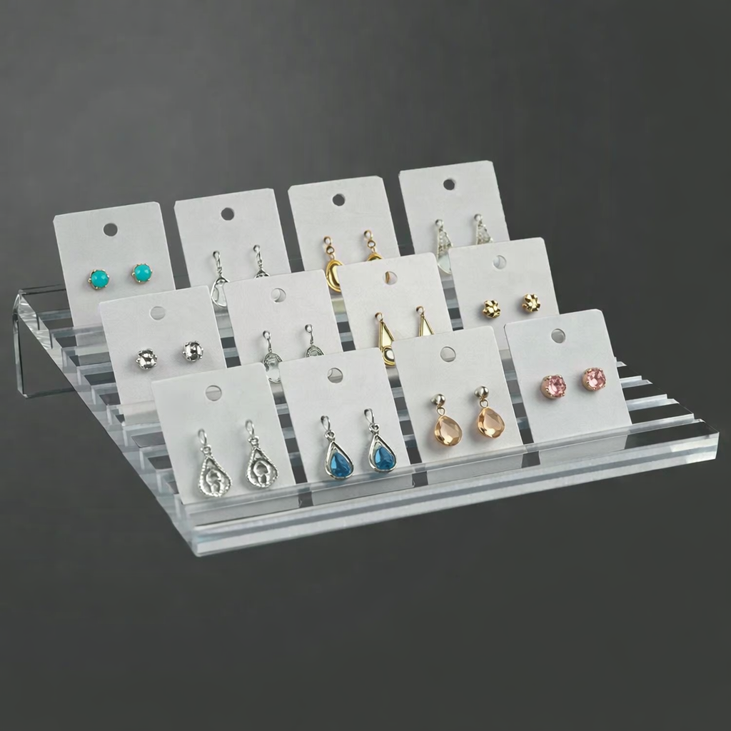 Clear Acrylic Earring Card Display Holder - Holds (30) 2" Wide Cards