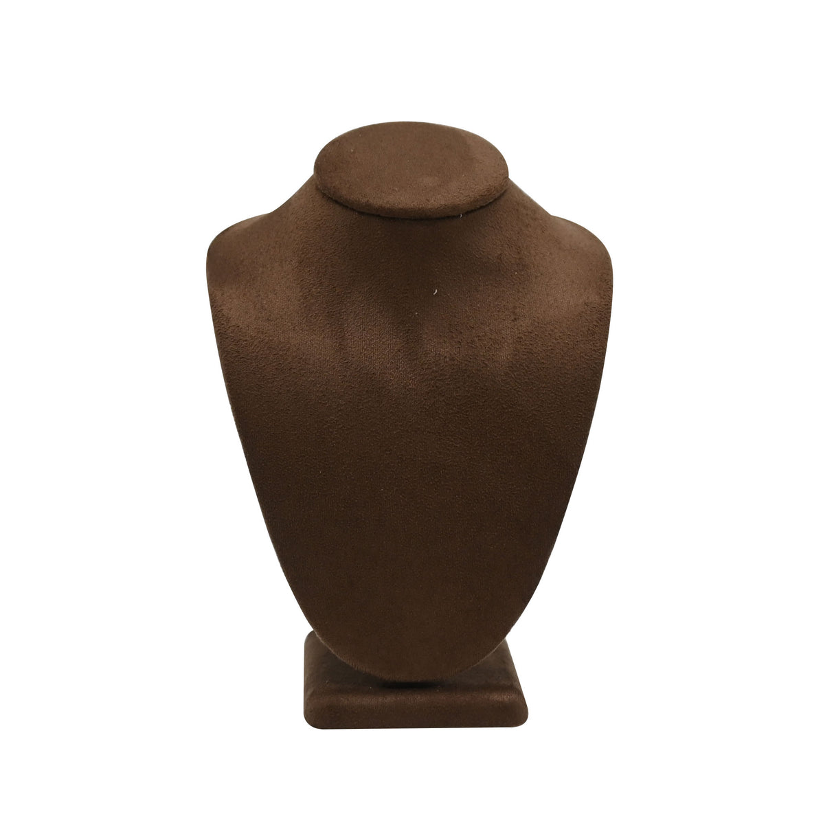Brown Suede Jewelry Necklace Display Bust - 6-1/4" Tall