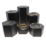 Black Leatherette 6 Piece Hexagon Riser Set - 6 Different Heights
