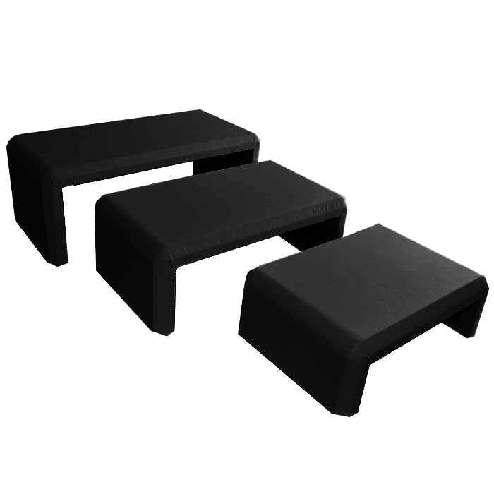 Black Leatherette 3 Piece Tiered Riser Display Set | Jewelry Display Risers