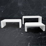 White Leatherette 3 Piece Display Shelf Riser Set