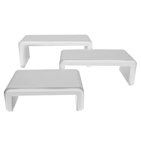 White Leatherette 3 Piece Display Shelf Riser Set
