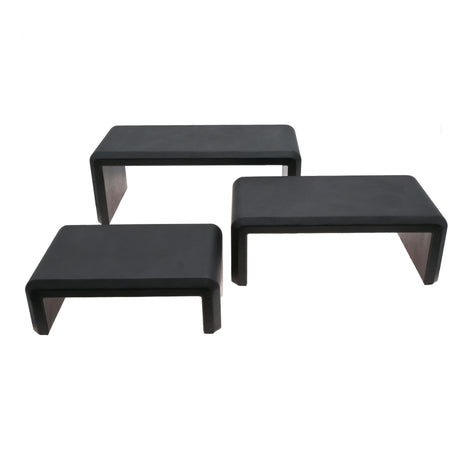 Black Leatherette 3 Piece Tiered Riser Display Set