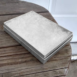 Silver Linen Pattern Paper Cotton Filled Jewelry Gift Boxes #53