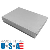 Silver Linen Pattern Paper Cotton Filled Jewelry Gift Boxes #53