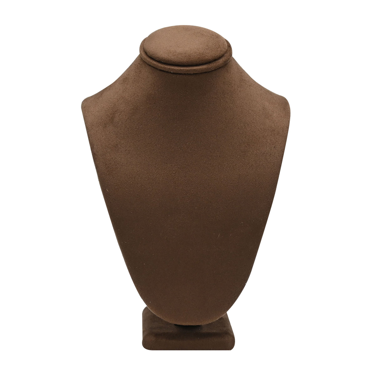 Brown Suede Jewelry Necklace Display Bust - 7-1/2" Tall
