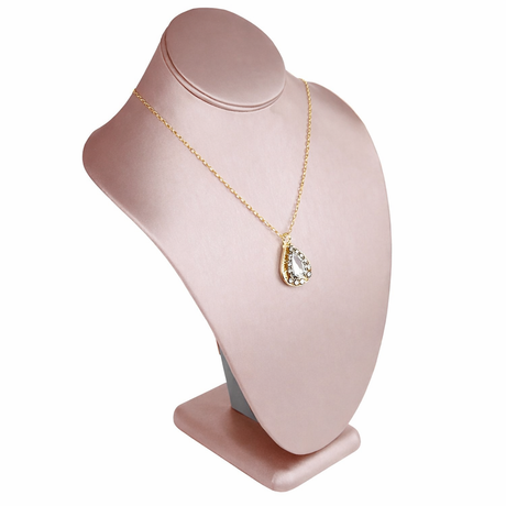 Champagne Pink Leatherette Jewelry Necklace Bust, 7-1/2" Tall