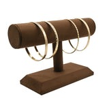Brown Suede Jewelry Bracelet T-Bar Display - 5" Tall