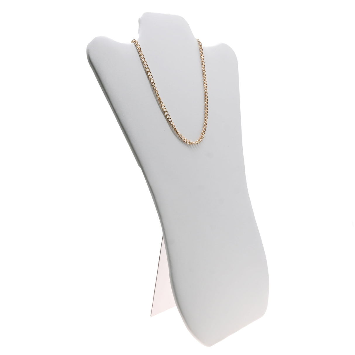 White Leatherette Curved Jewelry Necklace Display Easel, 14" Tall