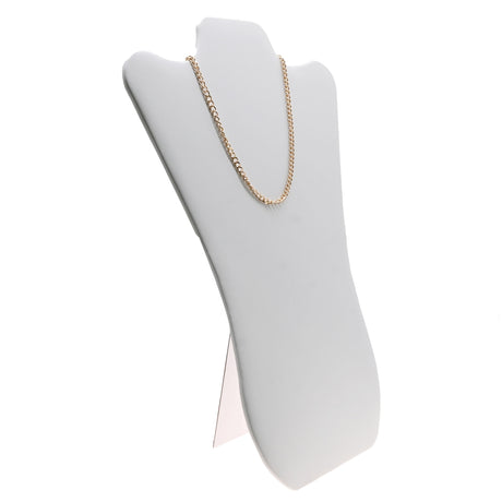 White Leatherette Curved Jewelry Necklace Display Easel, 14" Tall