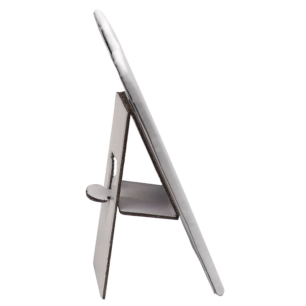 White Leatherette Jewelry Necklace Display Easel, 8" Tall
