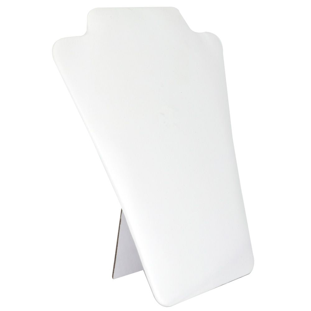 White Leatherette Jewelry Necklace Display Easel, 8" Tall