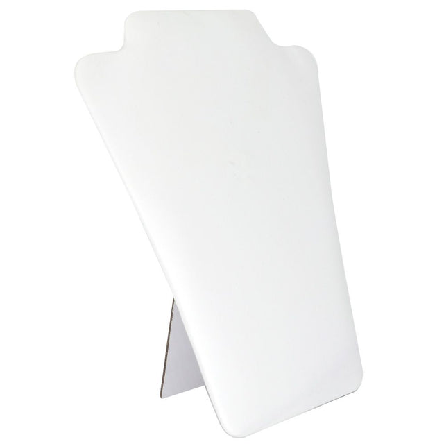 White Leatherette Jewelry Necklace Display Easel, 8" Tall