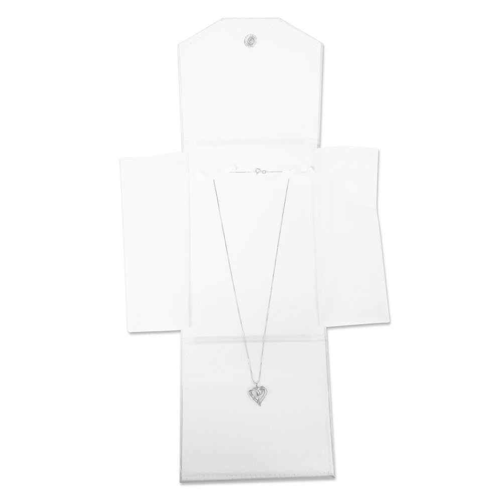 White Leatherette Jewelry Necklace Presentation Folder