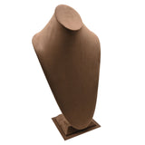Brown Suede Jewelry Necklace Display Bust - 14-1/2" Tall