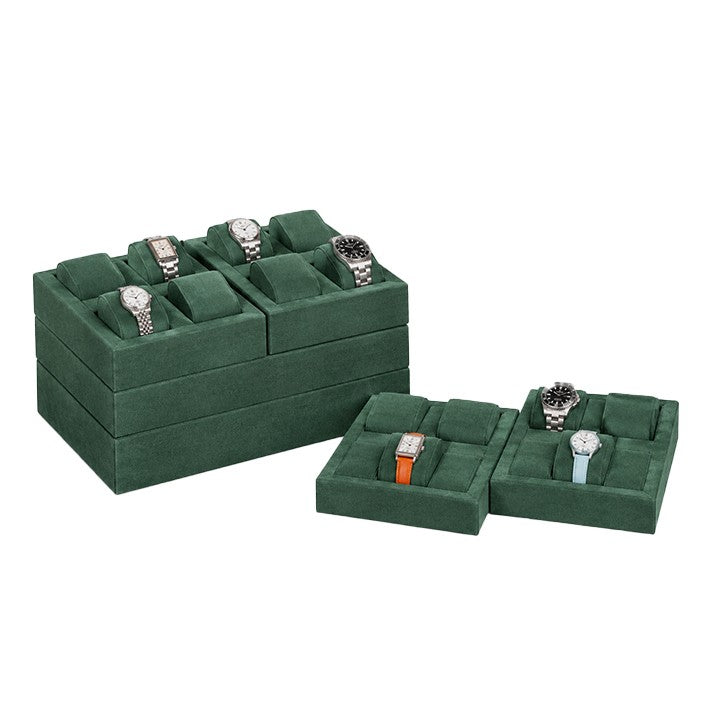 Green Suede 24-Slot Watch Display Set