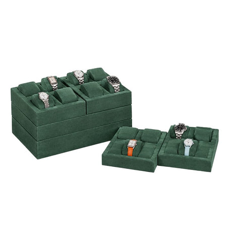 Green Suede 24-Slot Watch Display Set