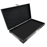Black Leatherette Jewelry Display Tray with Solid Lid & Metal Clasp
