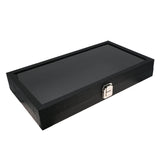 Black Leatherette Jewelry Tray with Glass Lid and Latch