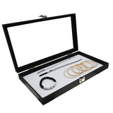 Black Leatherette Jewelry Tray with Glass Lid and Latch