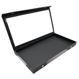 Black Leatherette Snap Close Acrylic Lid Display Tray - 1-1/8" Deep