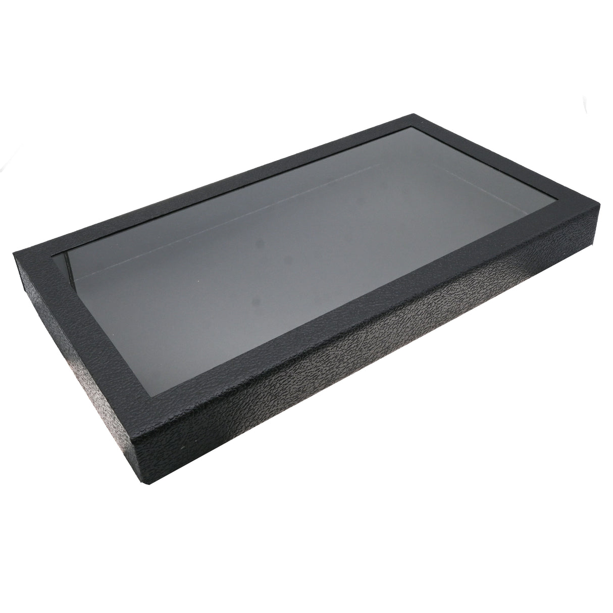 Black Leatherette Jewelry Display Tray with Clear Acrylic Lid, 1" Tall