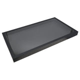 Black Leatherette Jewelry Display Tray with Extra Large Clear Acrylic Lid, 1" Tall