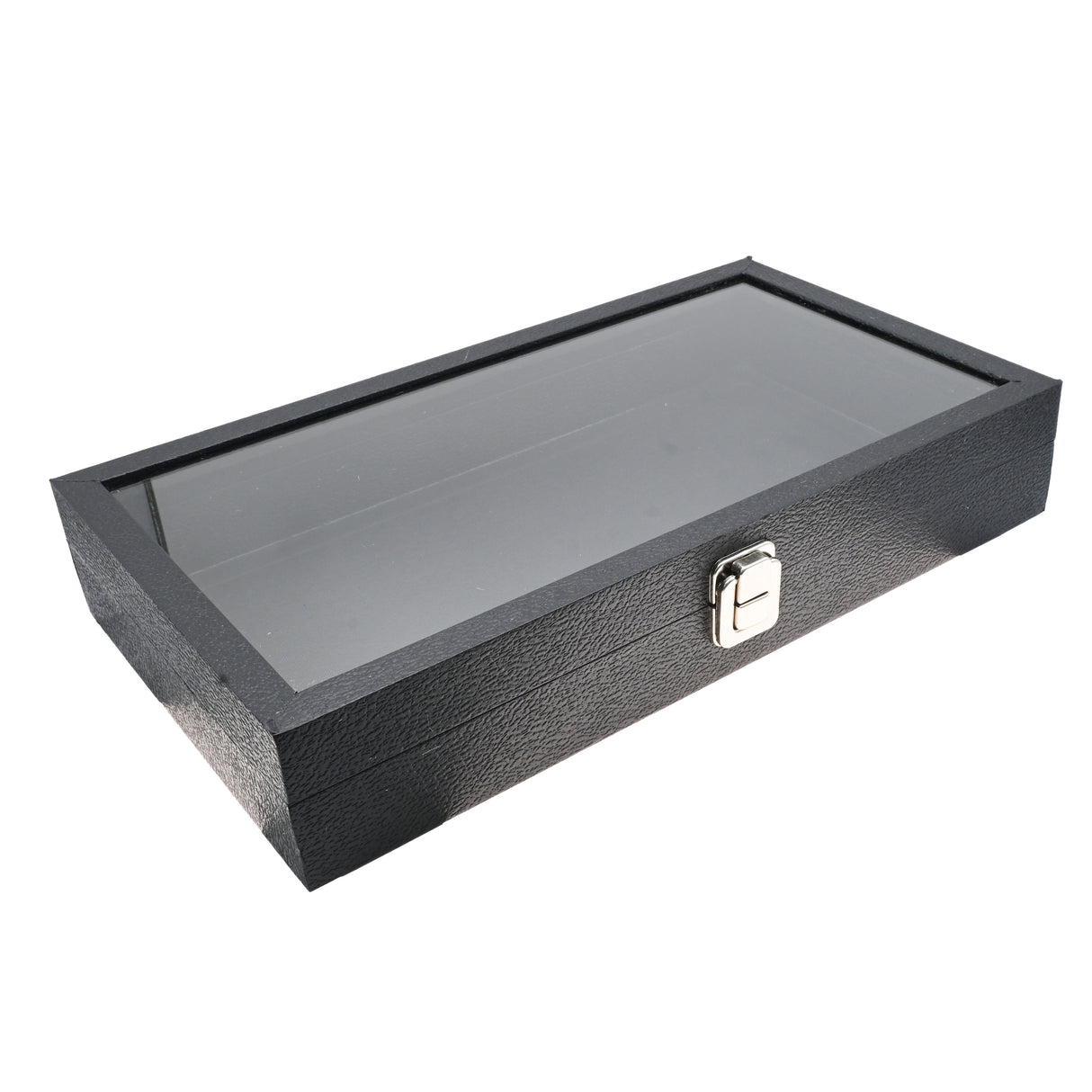 Black Jewelry Display Tray With Clear Glass Lid 2-5/8" Tall