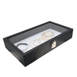 Black Jewelry Display Tray With Clear Glass Lid 2-5/8" Tall