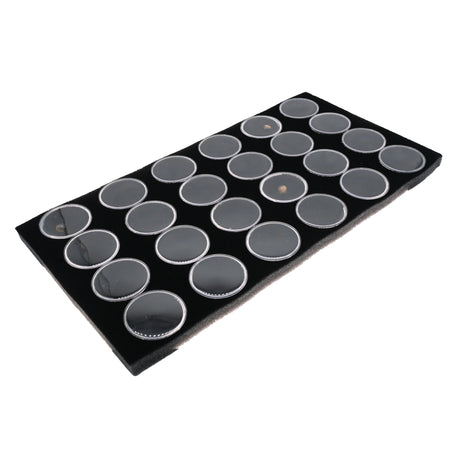 Full Size Black Foam 24 Acrylic Jar Gemstone Tray Liner - Jars Diameter 1-3/4"