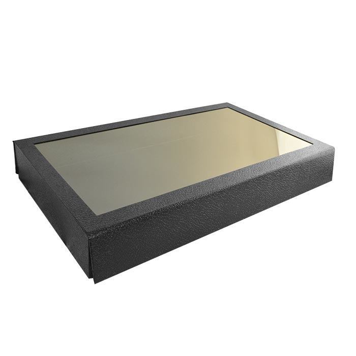 Black Leatherette with Magnetic Clear Lid Display Tray, 2" Tall