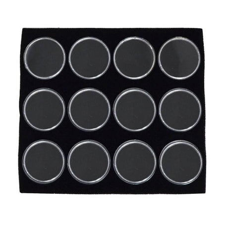 Half Size Black Foam 12 Acrylic Jar Gemstone Tray Liner  - Jars Diameter 1-3/4"