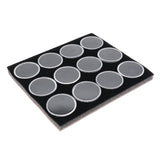 Half Size Black Foam 12 Acrylic Jar Gemstone Tray Liner  - Jars Diameter 1-3/4"