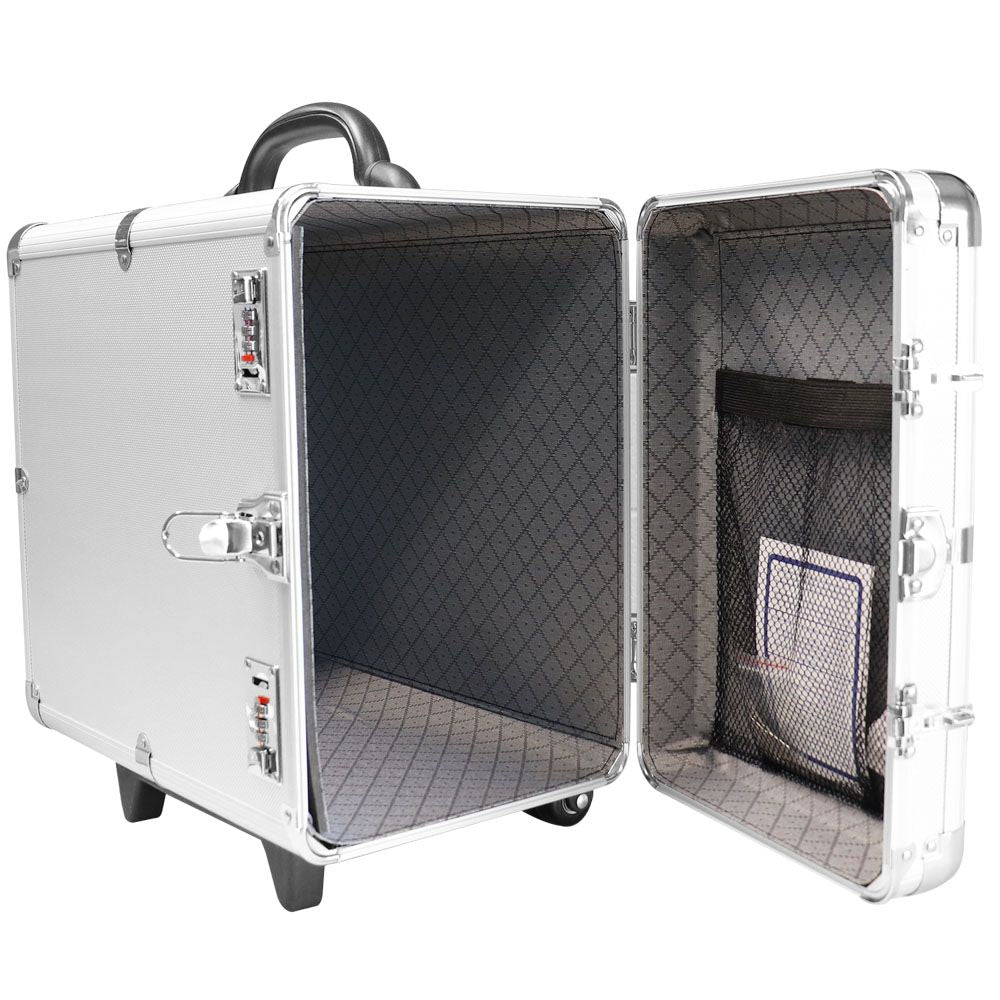 Aluminum Jewelry Tray Carrying Case with Wheels, Holds 12 1" Trays