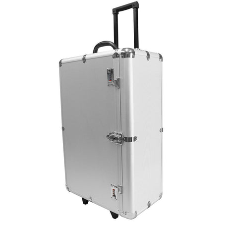 Aluminum Jewelry Tray Carrying Case with Wheels, Holds 24 1" Trays