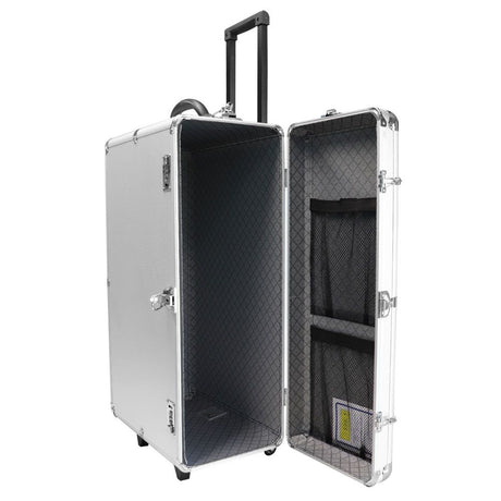 Aluminum Jewelry Tray Carrying Case with Wheels, Holds 24 1" Trays