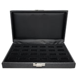 Black Leatherette Wide Slot Jewelry Ring Tray Travel Case, Holds 24 Rings