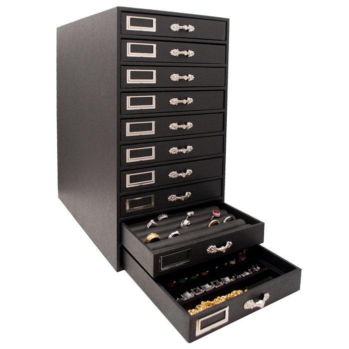 Black 10 Drawer Jewelry Tray Liner / Insert Storage Organizer