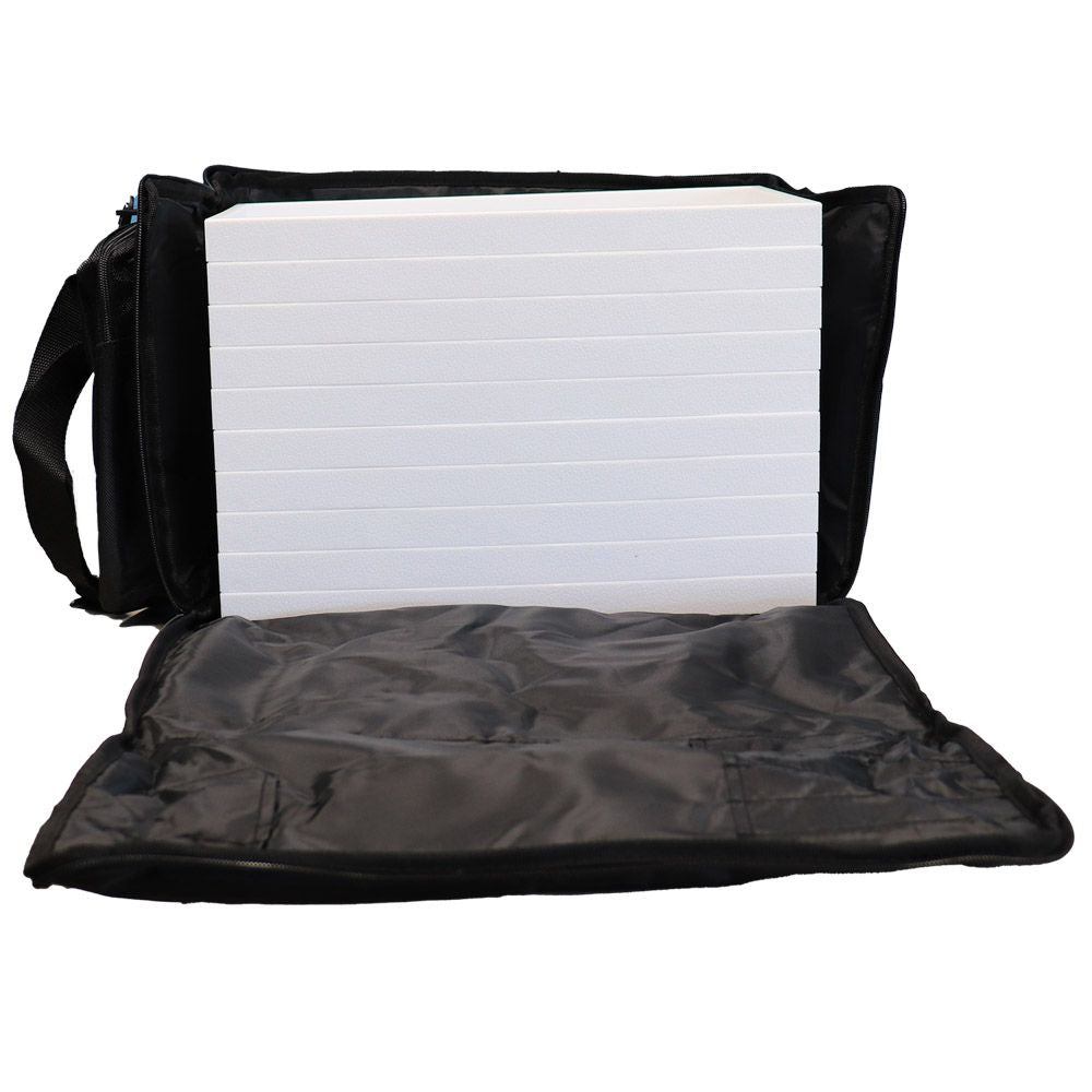 Deluxe Black Canvas Jewelry Tray Carrying Case, Holds 10 1" Trays