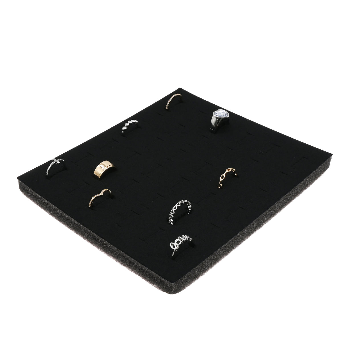 Black Half Size 36 Slot Jewelry Ring Tray Liner Insert