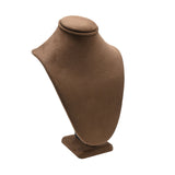 Brown Suede Jewelry Necklace Display Bust - 7-1/2" Tall