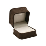 Brown Suede Ring Gift Box with Double Ring Insert – Pack of 12