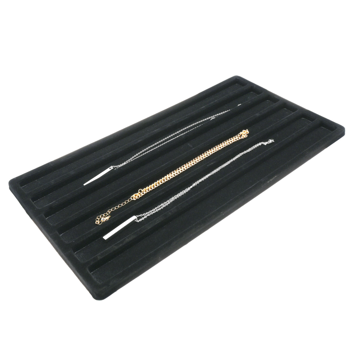 6-Compartment Black Flocked Jewelry Tray Liner - Full Size