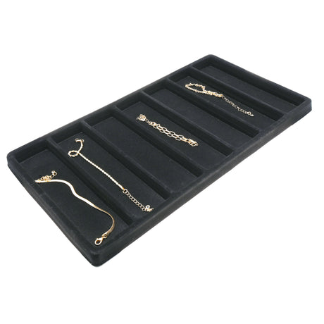 7-Compartment Black Flocked Jewelry Tray Liner - Full Size