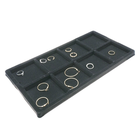 8-Compartment Black Flocked Jewelry Tray Liner - Full Size