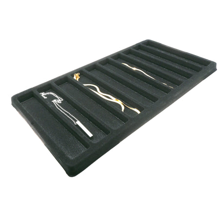 10-Compartment Black Flocked Jewelry Tray Liner - Full Size